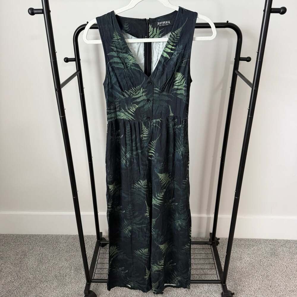 Disturbia Fern Print Jumpsuit Size US 2 Black Green